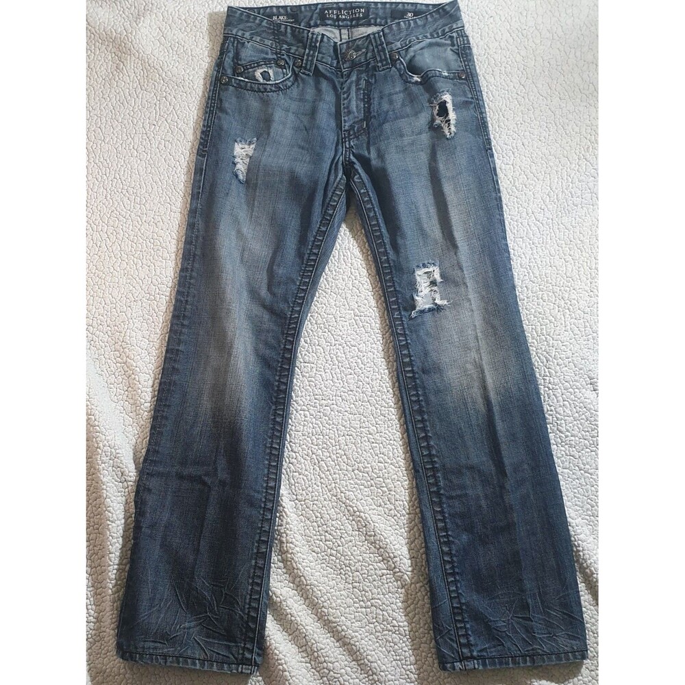 Affliction Los Angeles Jeans Men 30x31 Blake Relaxed Straight Fit Dark Wash - Picture 4 of 15